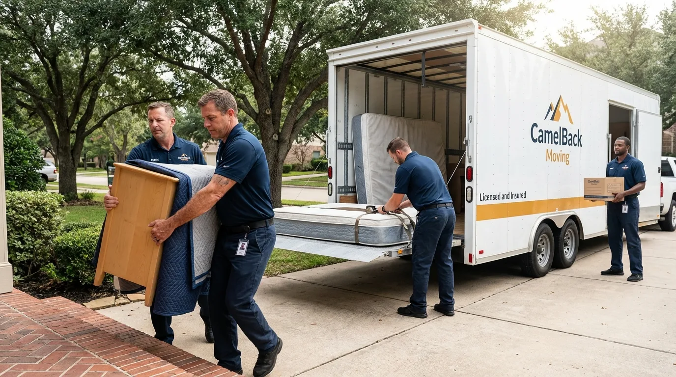 Crew loading residential truck for cross-state move from Bellevue, NE